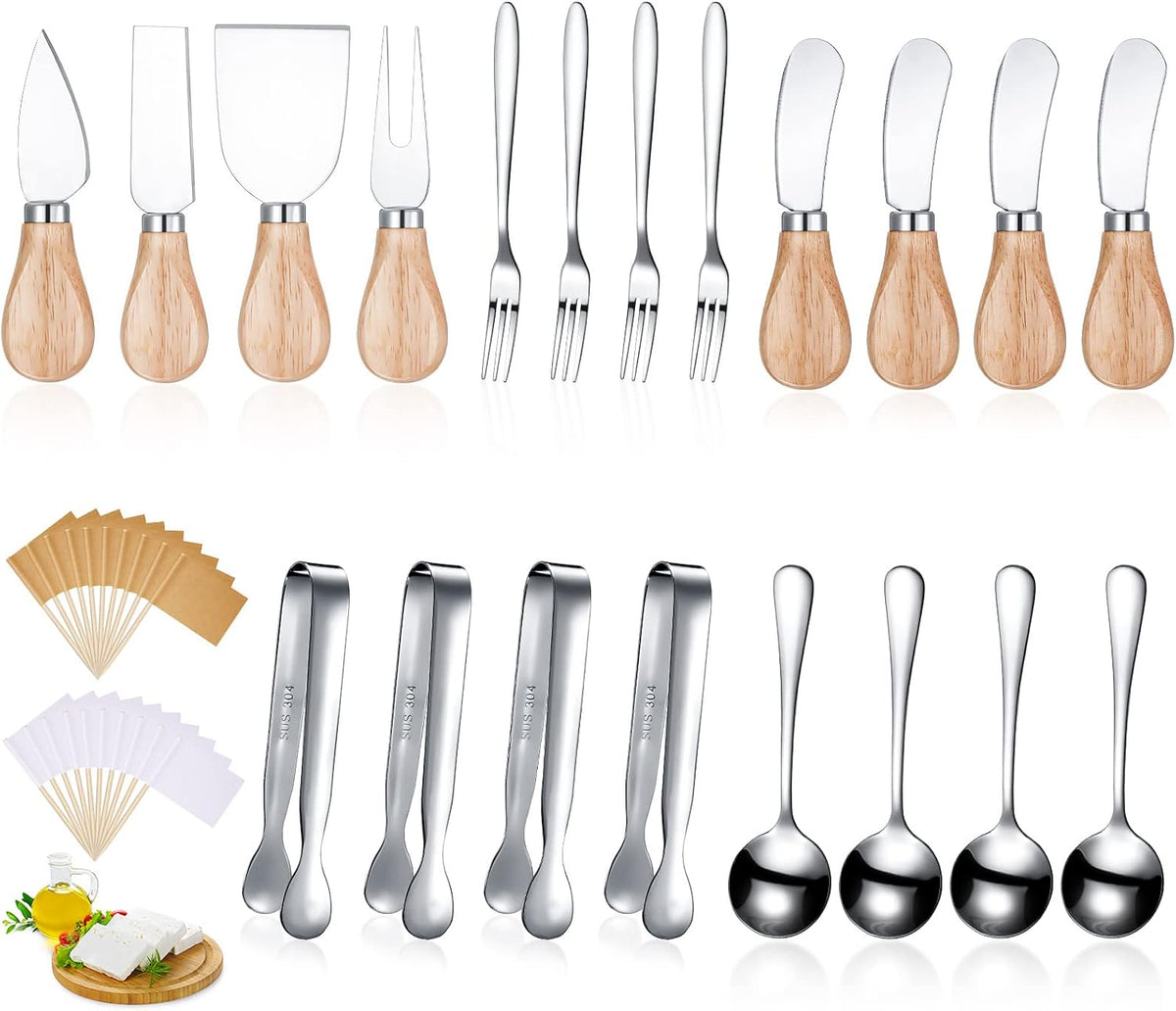 20 Pieces Charcuterie Board Accessories Spreader Knife Set, Silver