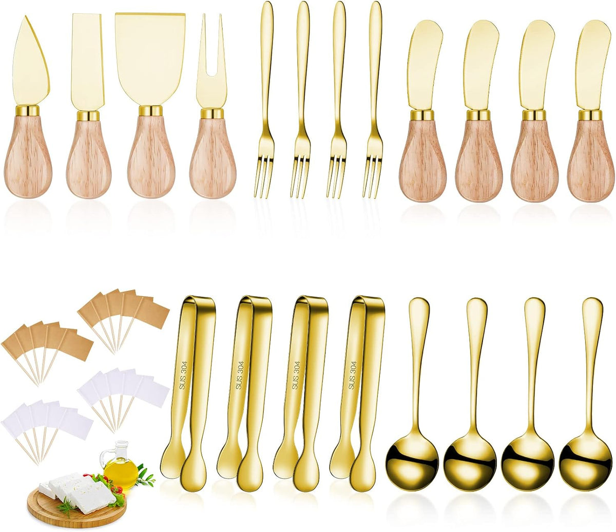 20 Pieces Charcuterie Board Accessories Spreader Knife Set, Silver
