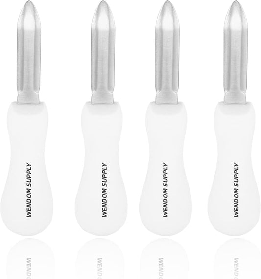 Oyster Shucking Knife 4Pcs White Oyster Opener Stainless Steel Oyster Shucker New Haven Style with Non-slip Handle for Kitchen Seafood Tools