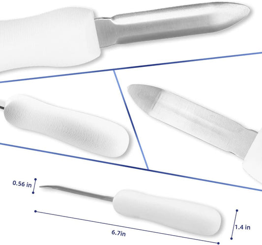 Oyster Shucking Knife 4Pcs White Oyster Opener Stainless Steel Oyster Shucker New Haven Style with Non-slip Handle for Kitchen Seafood Tools