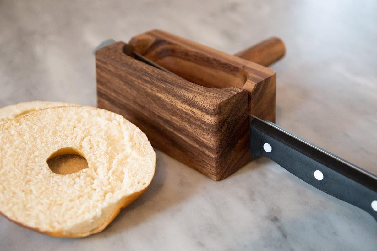 Gourmet 28330 Local 338 Bagel Miter, Acacia Wood, 7 x 5.5 x 2.5 inches