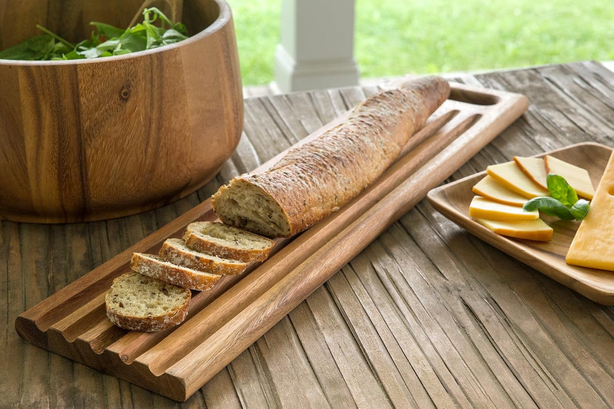 Gourmet 28330 Local 338 Bagel Miter, Acacia Wood, 7 x 5.5 x 2.5 inches