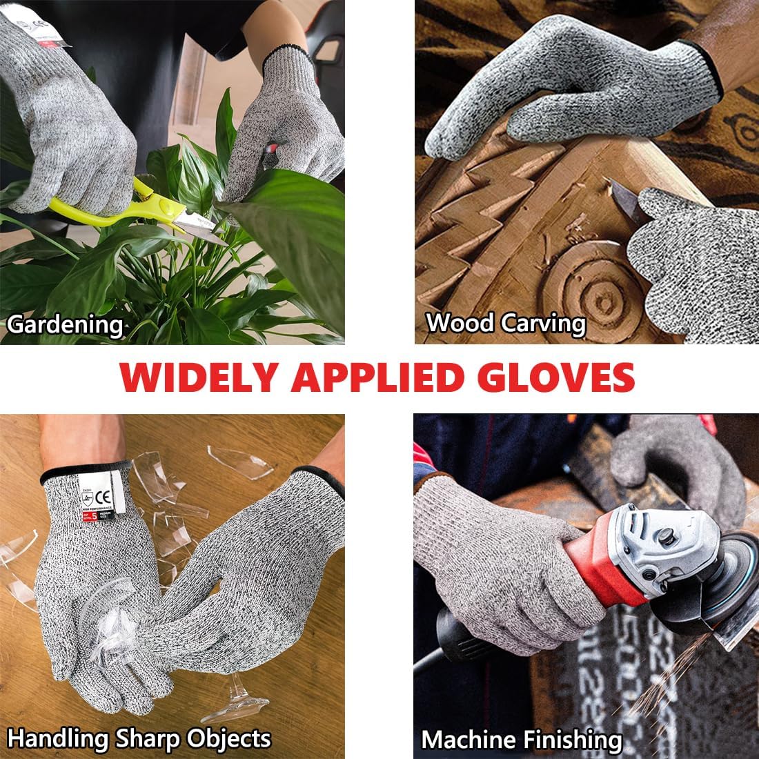 Cut Resistant Gloves Level 5, HPPE Glove Food Grade Cut Proof Gloves for Kitchen Cutting Oyster Shucking Mandoline Woodwork