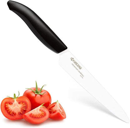 Advanced Ceramic Revolution Series 5-inch Micro Serrated Tomato, Utility Knife, Black Blade