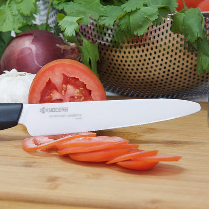 Advanced Ceramic Revolution Series 5-inch Micro Serrated Tomato, Utility Knife, Black Blade