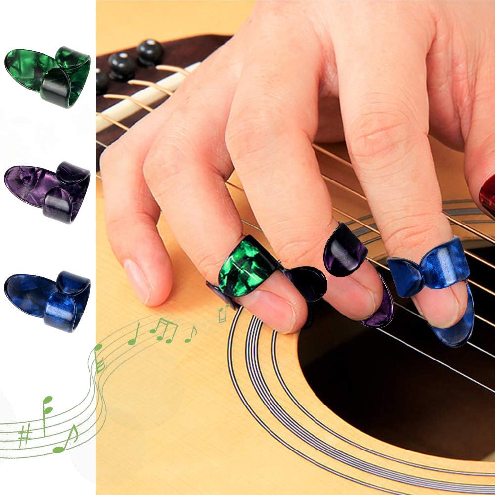 30pcs Silicone Guitar Finger Guards 5 Sizes Fingertip Protectors | Finger Covers Caps, With picks, For Acoustic Stringed Instruments Players, Sew Embroidery Use, Anti Slip Pain Relief