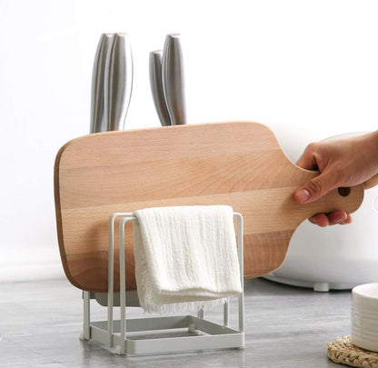 Knife Holder, Caliamary Kitchen Cabinet Knife Holder without Knives, Universal Metal Knife Block Cutting Board Organizer, Kitchen Storage Organizer. (White)