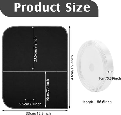 6 Pcs Anti Tarnish Silver Storage Bags Silver Storage Cloth Felt Flatware Organizer Anti Tarnish Protector Bags Place Setting Roll with White Ribbon for Kitchen Cutlery (12 Slots,Black)