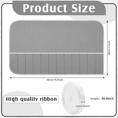 6 Pcs Anti Tarnish Silver Storage Bags Silver Storage Cloth Felt Flatware Organizer Anti Tarnish Protector Bags Place Setting Roll with White Ribbon for Kitchen Cutlery (12 Slots,Black)