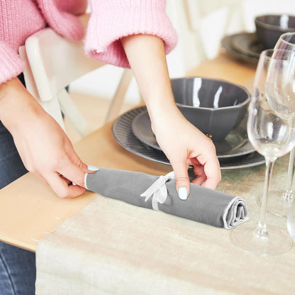 6 Pcs Anti Tarnish Silver Storage Bags Silver Storage Cloth Felt Flatware Organizer Anti Tarnish Protector Bags Place Setting Roll with White Ribbon for Kitchen Cutlery (12 Slots,Black)
