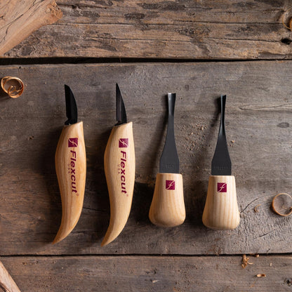 Wood Carving Knives | Starter Set of 3 Woodcarving Knives | 1095 High Carbon Steel Blades | Ergonomic Ash Wood Handles for Beginners and Hobbyists | KN500 | Made in the U.S.A