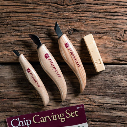 Wood Carving Knives | Starter Set of 3 Woodcarving Knives | 1095 High Carbon Steel Blades | Ergonomic Ash Wood Handles for Beginners and Hobbyists | KN500 | Made in the U.S.A