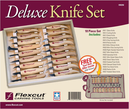 Wood Carving Knives | Starter Set of 3 Woodcarving Knives | 1095 High Carbon Steel Blades | Ergonomic Ash Wood Handles for Beginners and Hobbyists | KN500 | Made in the U.S.A
