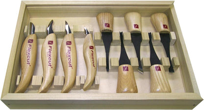 Wood Carving Knives | Starter Set of 3 Woodcarving Knives | 1095 High Carbon Steel Blades | Ergonomic Ash Wood Handles for Beginners and Hobbyists | KN500 | Made in the U.S.A