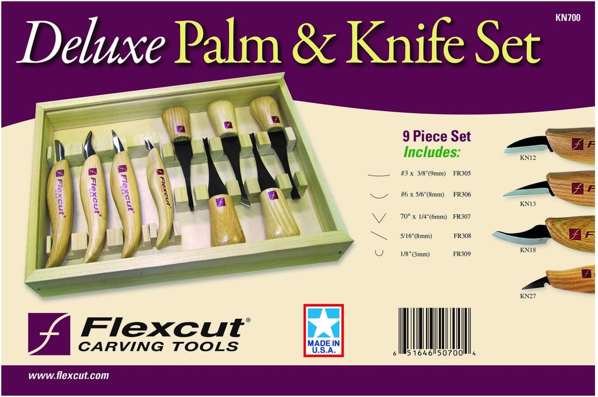 Wood Carving Knives | Starter Set of 3 Woodcarving Knives | 1095 High Carbon Steel Blades | Ergonomic Ash Wood Handles for Beginners and Hobbyists | KN500 | Made in the U.S.A