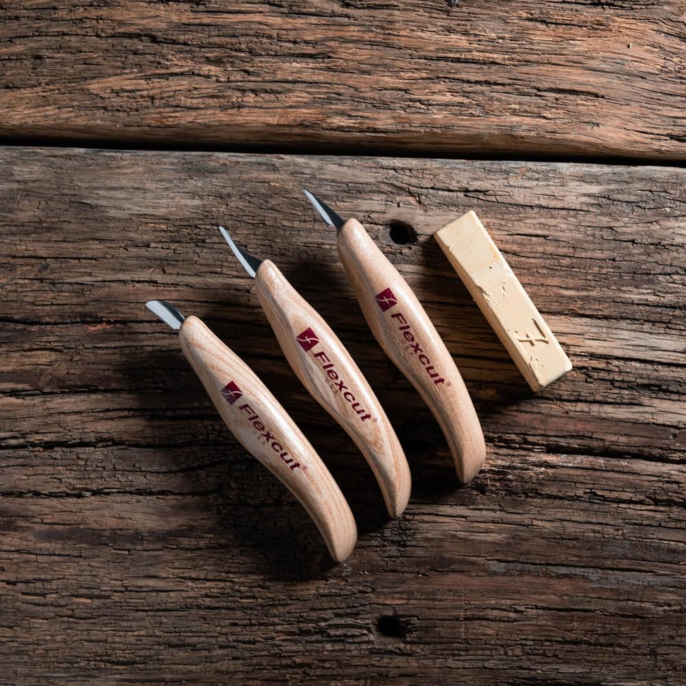 Wood Carving Knives | Starter Set of 3 Woodcarving Knives | 1095 High Carbon Steel Blades | Ergonomic Ash Wood Handles for Beginners and Hobbyists | KN500 | Made in the U.S.A
