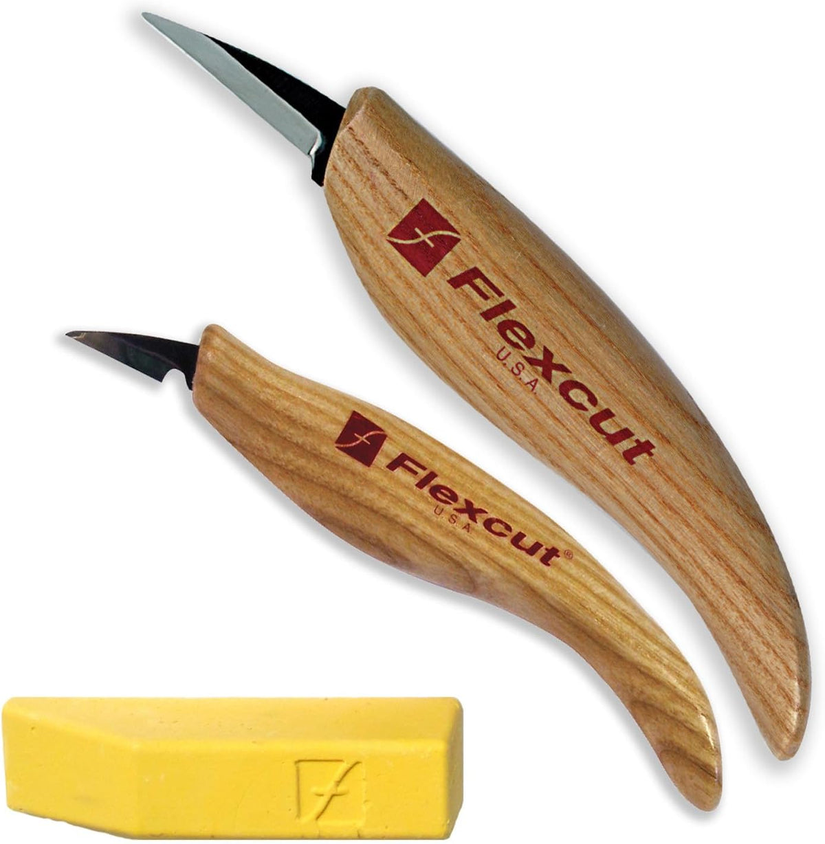 Wood Carving Knives | Starter Set of 3 Woodcarving Knives | 1095 High Carbon Steel Blades | Ergonomic Ash Wood Handles for Beginners and Hobbyists | KN500 | Made in the U.S.A
