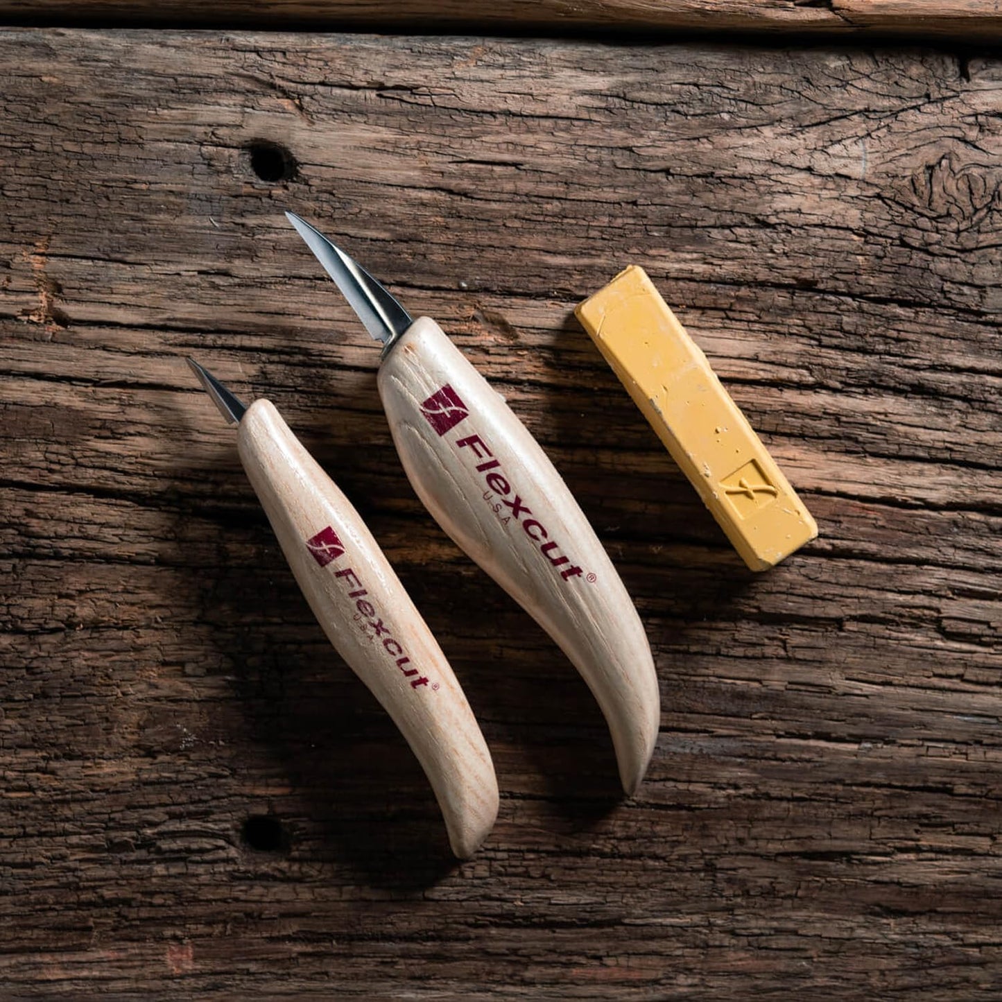 Wood Carving Knives | Starter Set of 3 Woodcarving Knives | 1095 High Carbon Steel Blades | Ergonomic Ash Wood Handles for Beginners and Hobbyists | KN500 | Made in the U.S.A