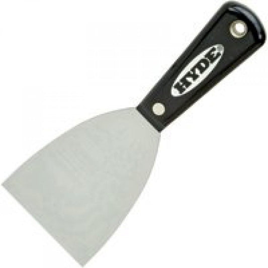 Black & Silver 3 in. W Carbon Steel Chiseled-Edge Paint Scraper