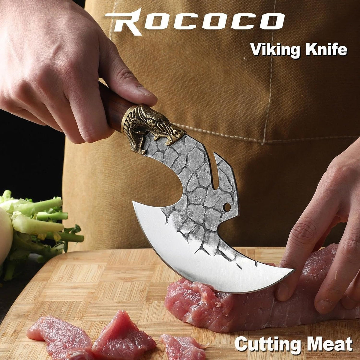 Viking Cleaver Knife Birthday - Kitchen Axe & Sheath Father Gift Men