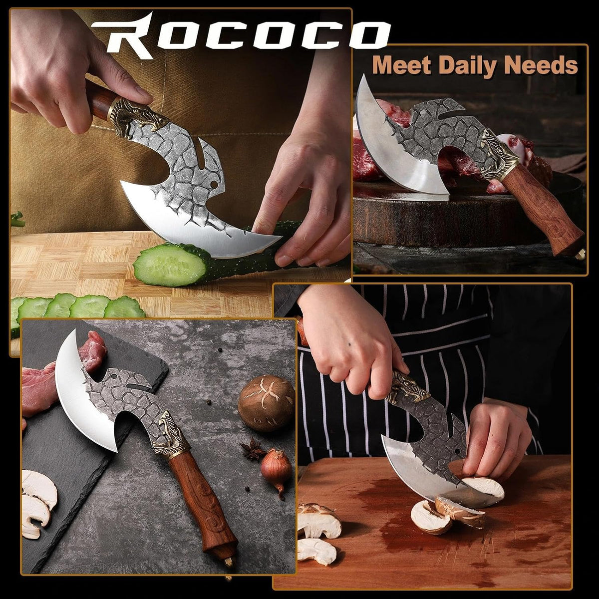 Viking Cleaver Knife Birthday - Kitchen Axe & Sheath Father Gift Men