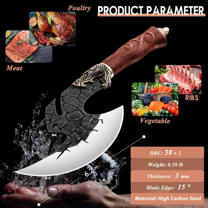 Viking Cleaver Knife Birthday - Kitchen Axe & Sheath Father Gift Men