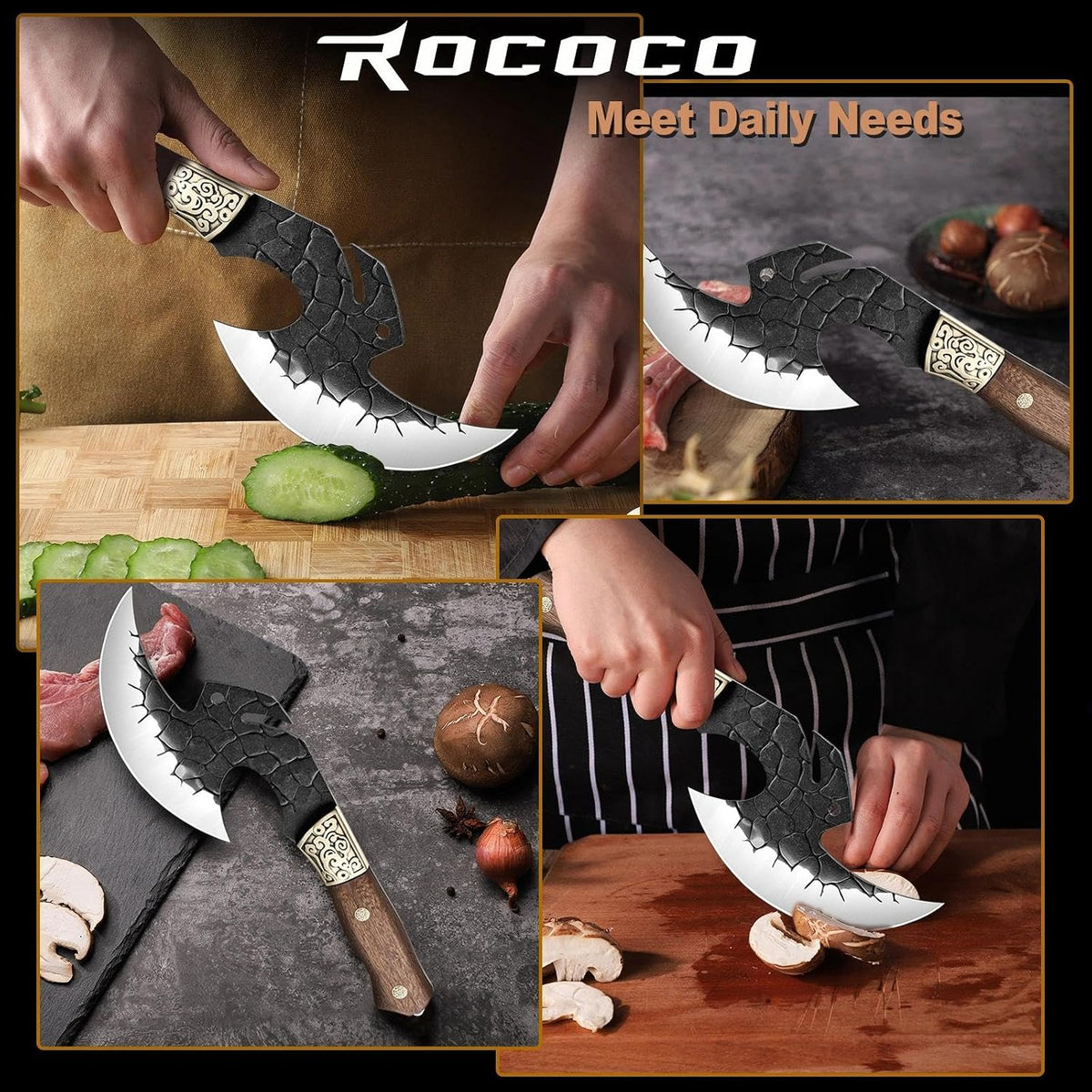 Viking Cleaver Knife Birthday - Kitchen Axe & Sheath Father Gift Men