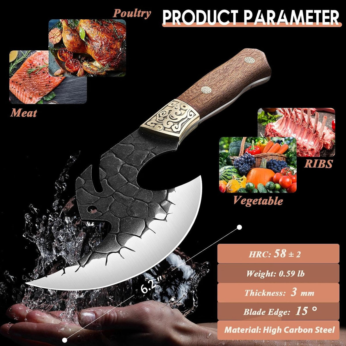 Viking Cleaver Knife Birthday - Kitchen Axe & Sheath Father Gift Men