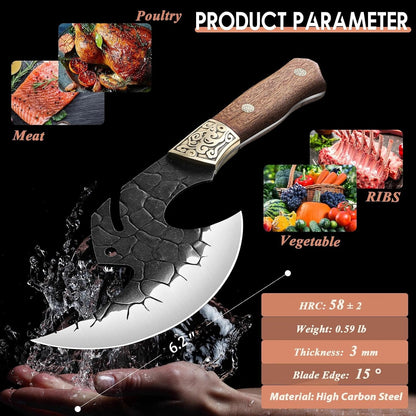 Viking Cleaver Knife Birthday - Kitchen Axe & Sheath Father Gift Men
