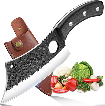 Viking Cleaver Knife Birthday - Kitchen Axe & Sheath Father Gift Men