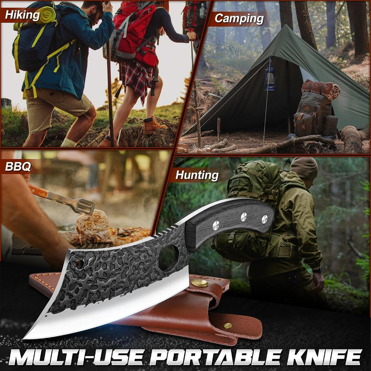 Viking Cleaver Knife Birthday - Kitchen Axe & Sheath Father Gift Men