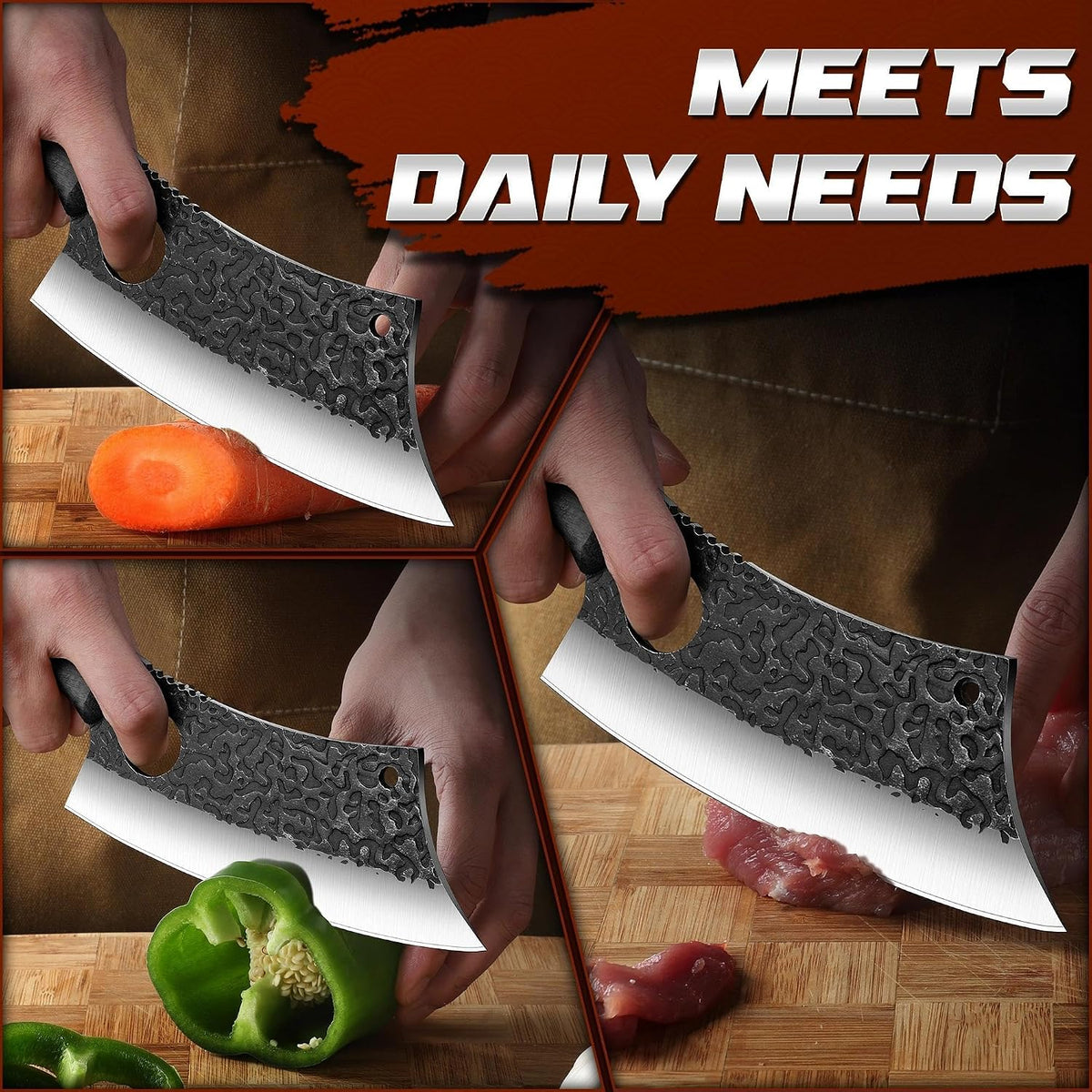 Viking Cleaver Knife Birthday - Kitchen Axe & Sheath Father Gift Men