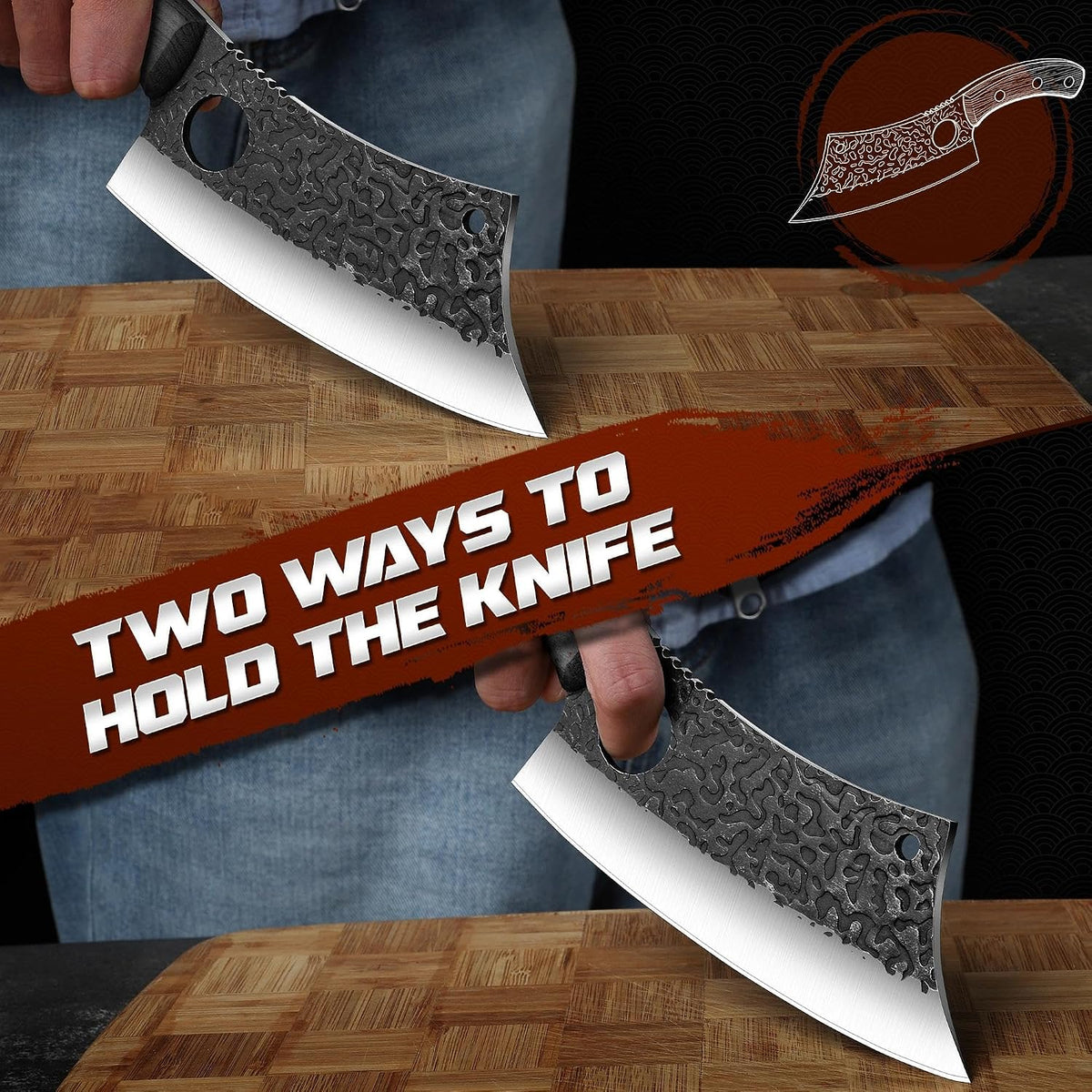 Viking Cleaver Knife Birthday - Kitchen Axe & Sheath Father Gift Men