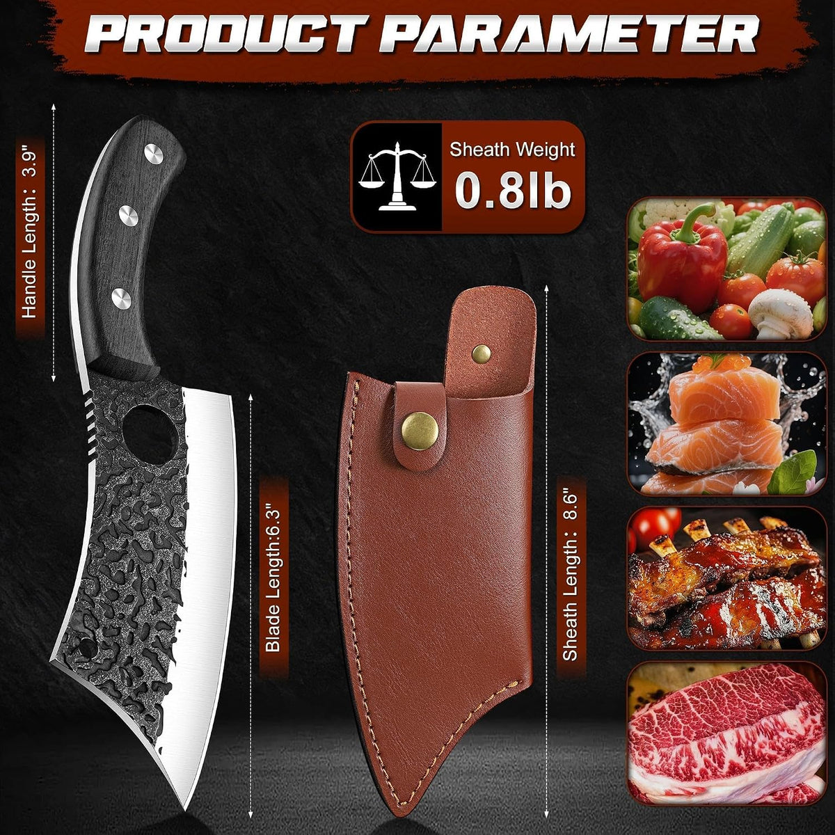 Viking Cleaver Knife Birthday - Kitchen Axe & Sheath Father Gift Men