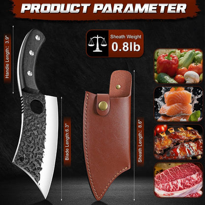 Viking Cleaver Knife Birthday - Kitchen Axe & Sheath Father Gift Men
