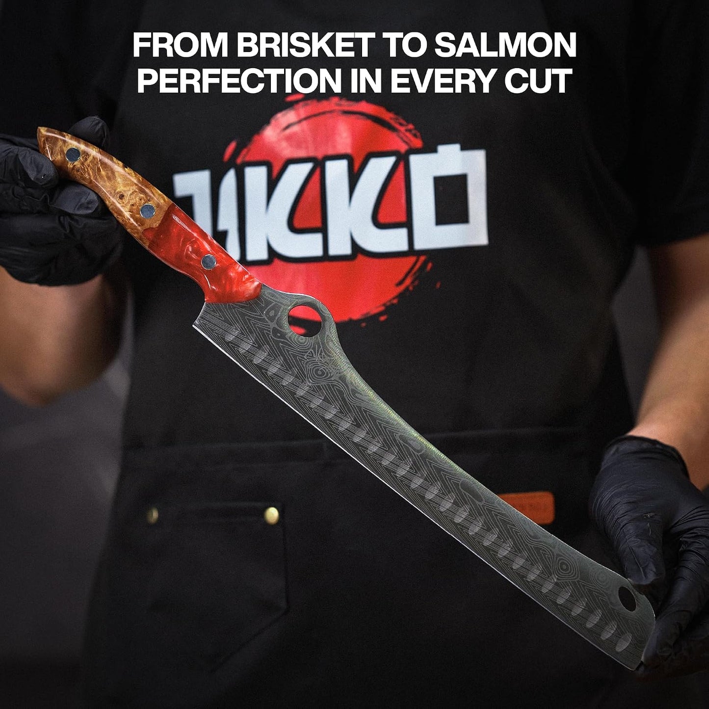 ® SteelFang Edition – Japanese Brisket & Fillet Knife Set with Olive Wood & Red Epoxy Resin Handles | Premium Butcher & Carving Knives for Meat, BBQ & Fish – Ultra Sharp Stainless Steel Blades