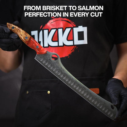 ® SteelFang Edition – Japanese Brisket & Fillet Knife Set with Olive Wood & Red Epoxy Resin Handles | Premium Butcher & Carving Knives for Meat, BBQ & Fish – Ultra Sharp Stainless Steel Blades