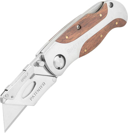 12115 Folding Utility Knife with Premium Hardwood Handle Design