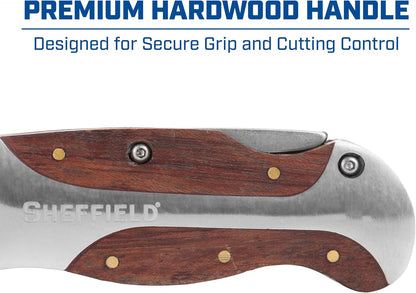 12115 Folding Utility Knife with Premium Hardwood Handle Design