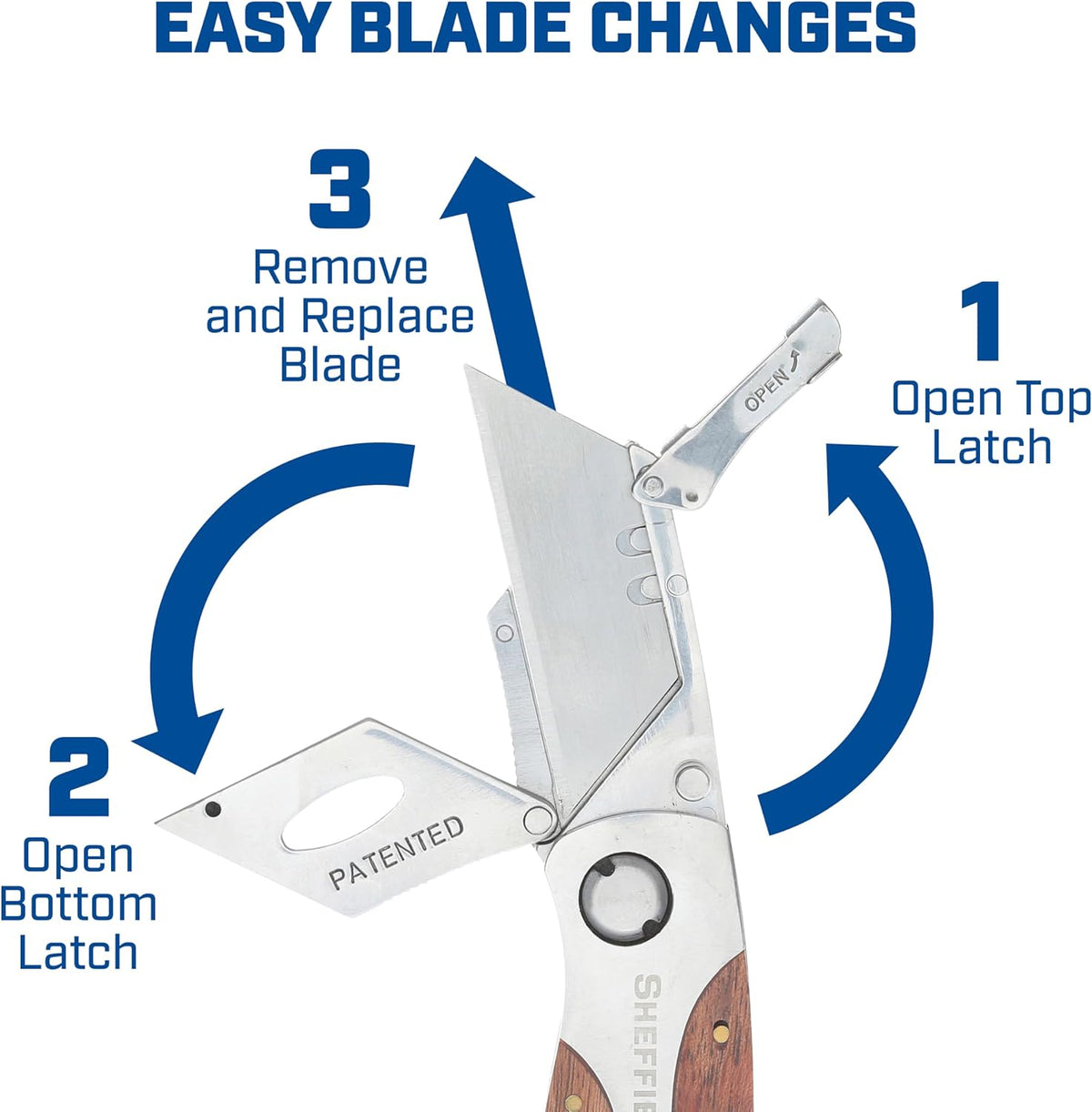 12115 Folding Utility Knife with Premium Hardwood Handle Design