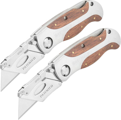 12115 Folding Utility Knife with Premium Hardwood Handle Design