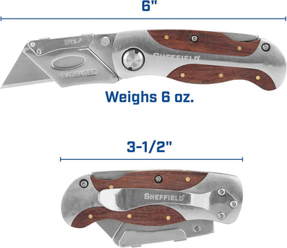 12115 Folding Utility Knife with Premium Hardwood Handle Design