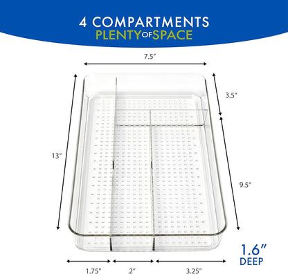 Small Utensil Silverware Kitchen Drawer Organizer, Clear