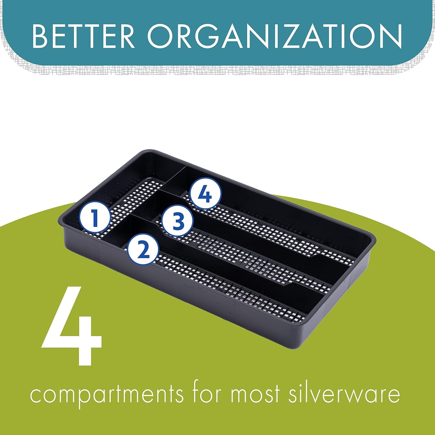Small Utensil Silverware Kitchen Drawer Organizer, Clear