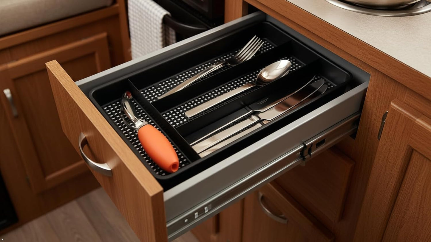 Small Utensil Silverware Kitchen Drawer Organizer, Clear