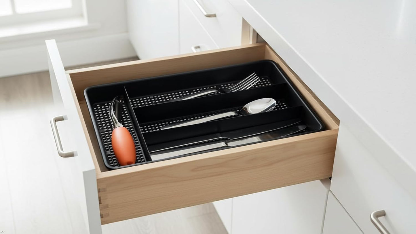 Small Utensil Silverware Kitchen Drawer Organizer, Clear