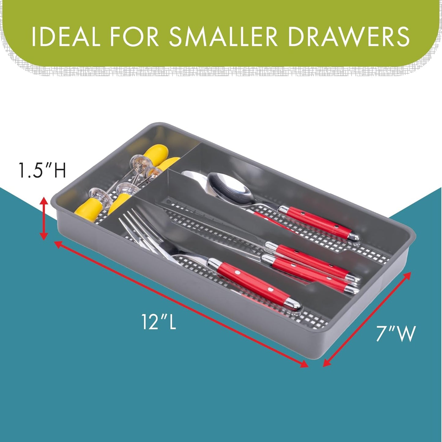 Small Utensil Silverware Kitchen Drawer Organizer, Clear