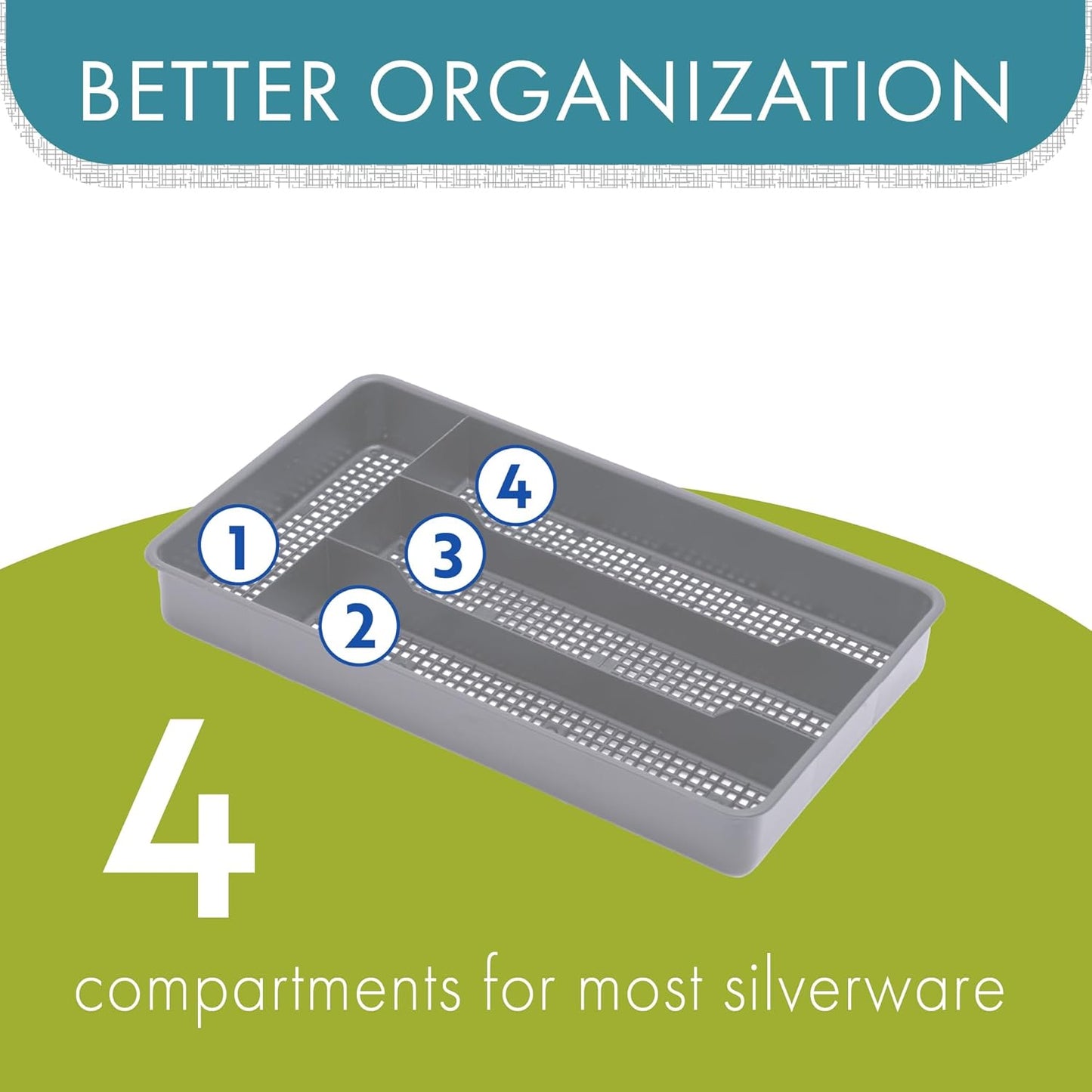 Small Utensil Silverware Kitchen Drawer Organizer, Clear