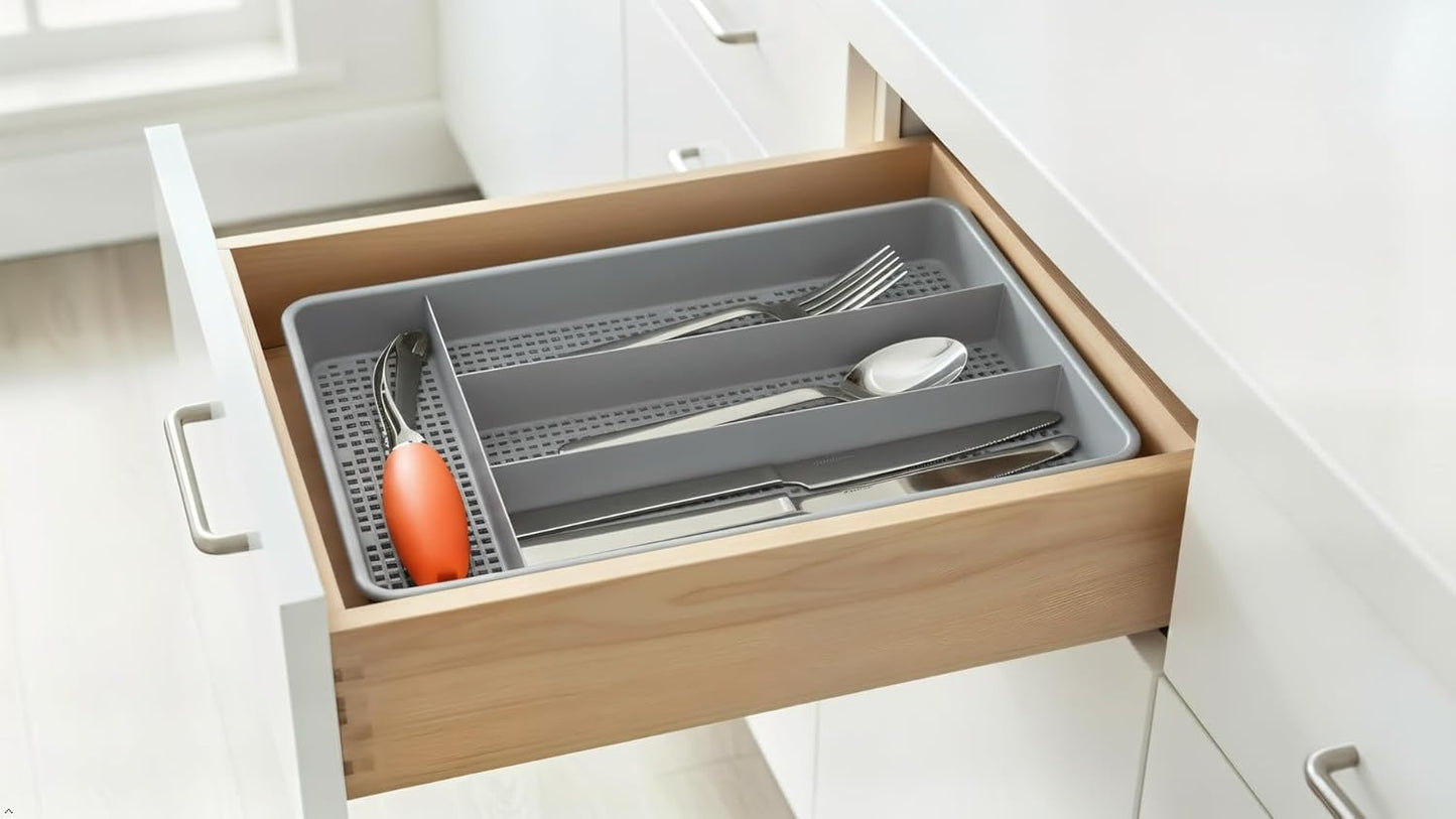 Small Utensil Silverware Kitchen Drawer Organizer, Clear