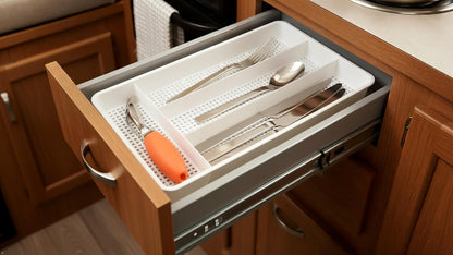 Small Utensil Silverware Kitchen Drawer Organizer, Clear